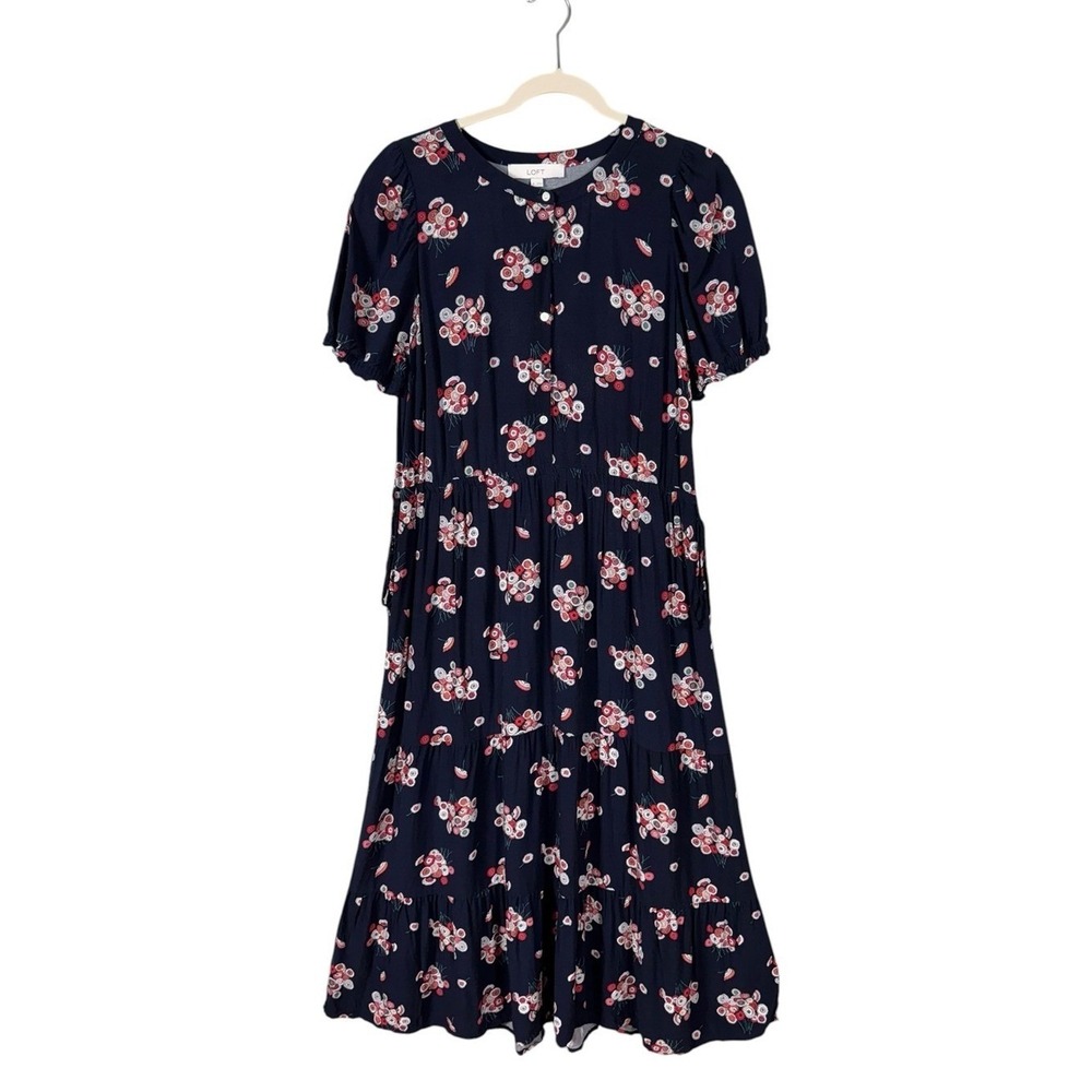 Loft Floral Tiered Maxi Dress Size 8 Cottage Prairie Peasant Bohemian Country